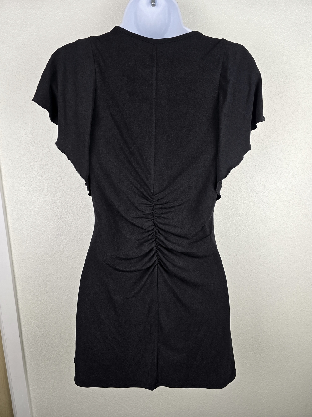 White House Black Market | Black Cascading Ruffle Mini Dress - Size Small - Picture 2 of 7